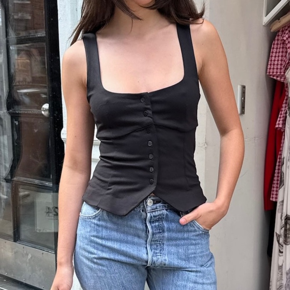 Elegant Black Button-Front Women's Tank Top
